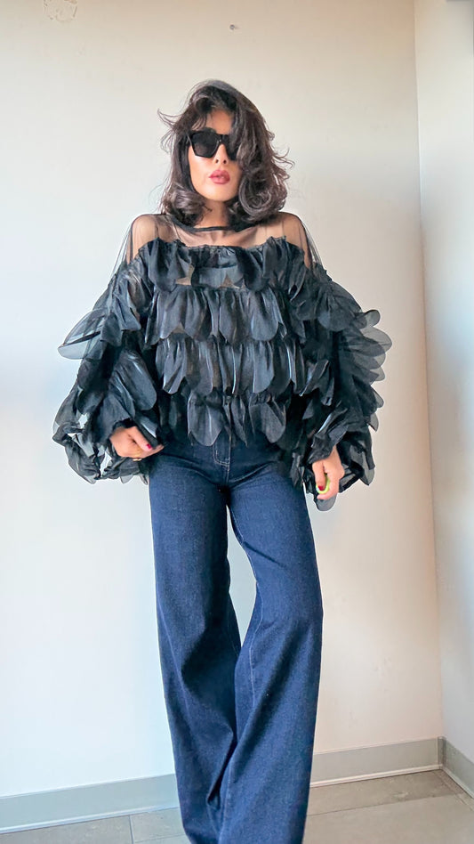 Haut à volumes noirs Dinôa