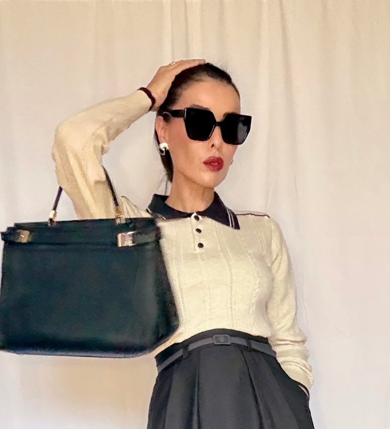 Haut maille à col chemise intégré.