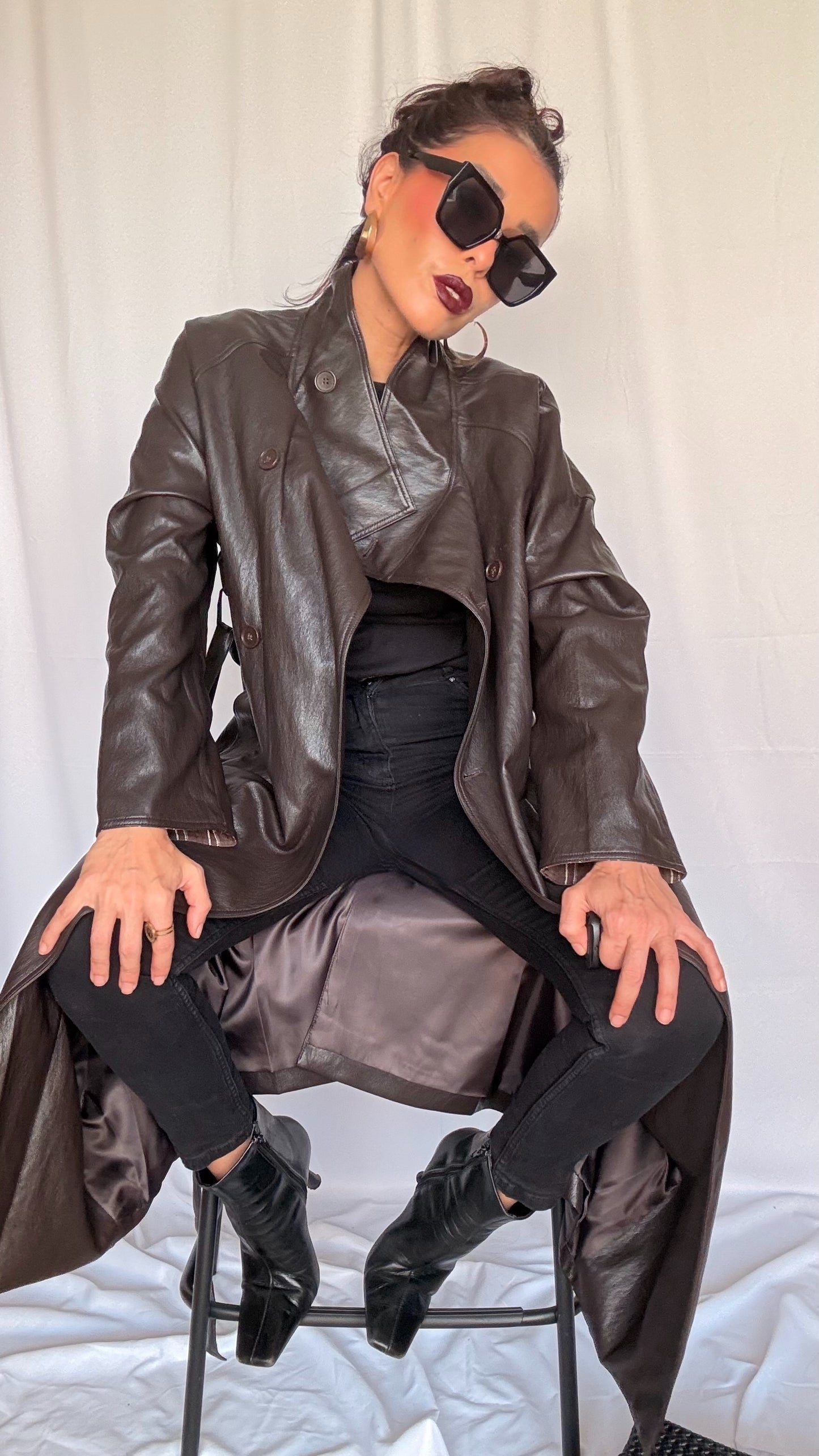 Trench long en simili cuir