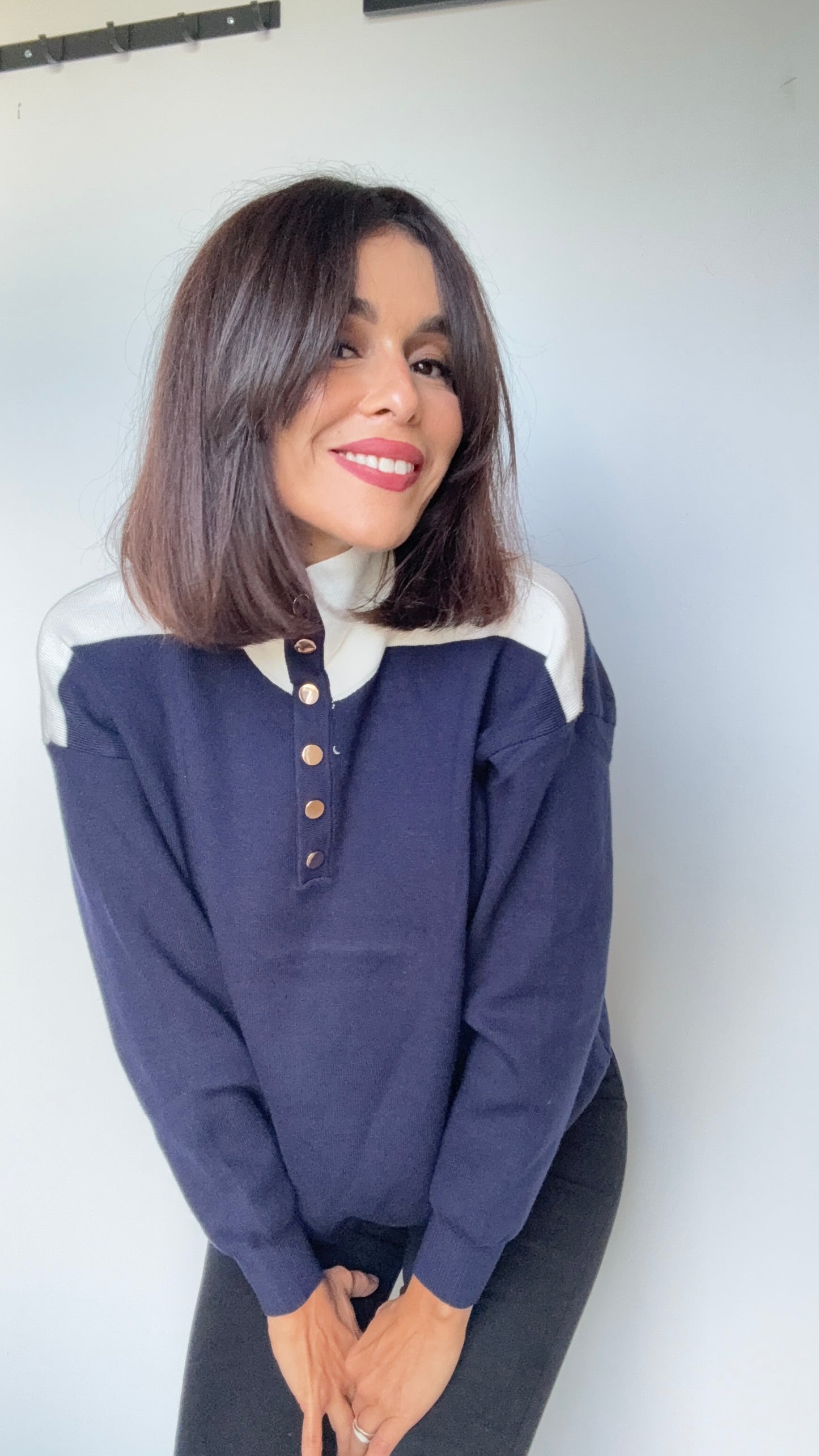 Sweat polo bicolore – Casual chic