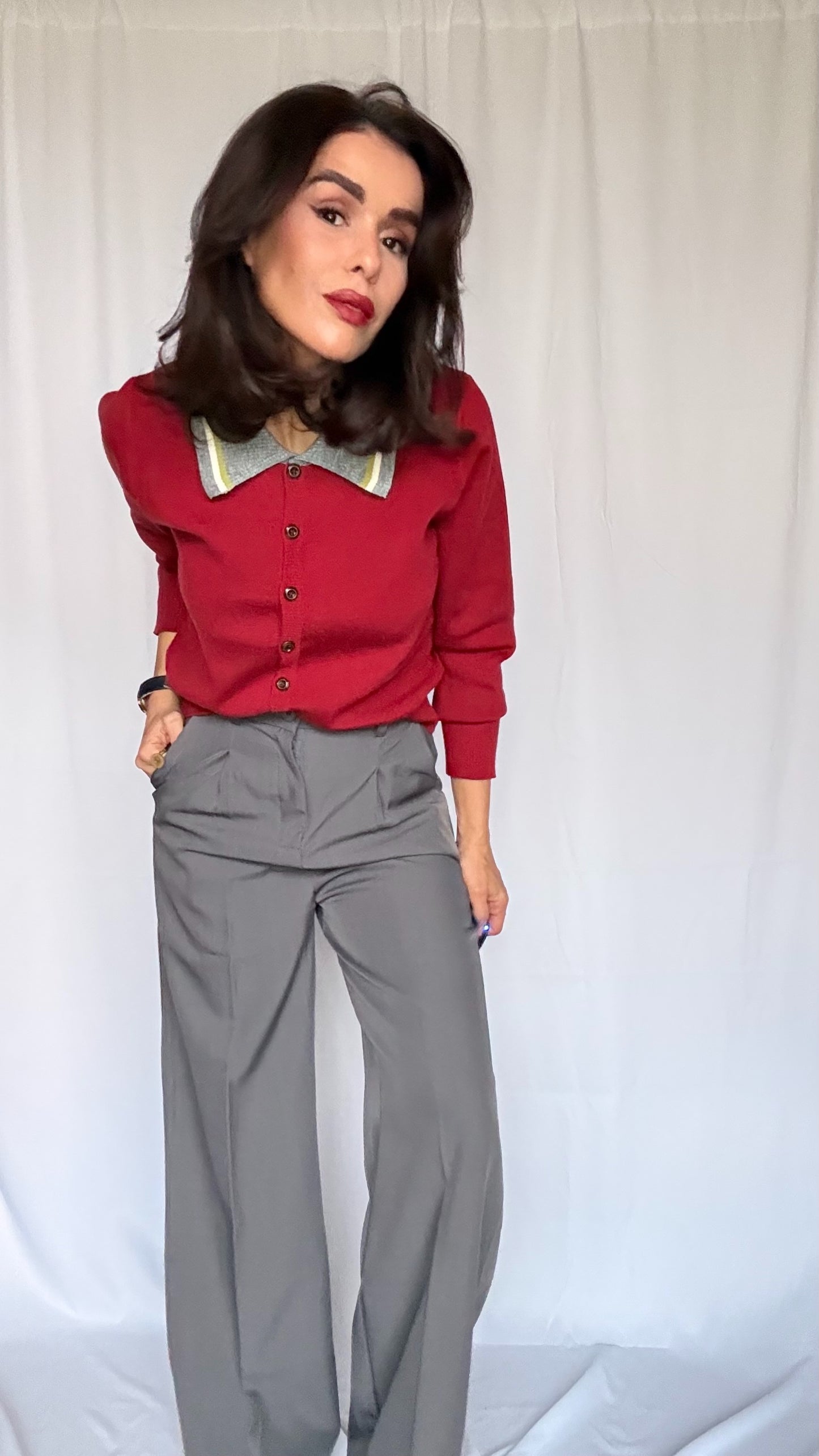 PANTALON FLUIDE GRIS TAILLE HAUTE