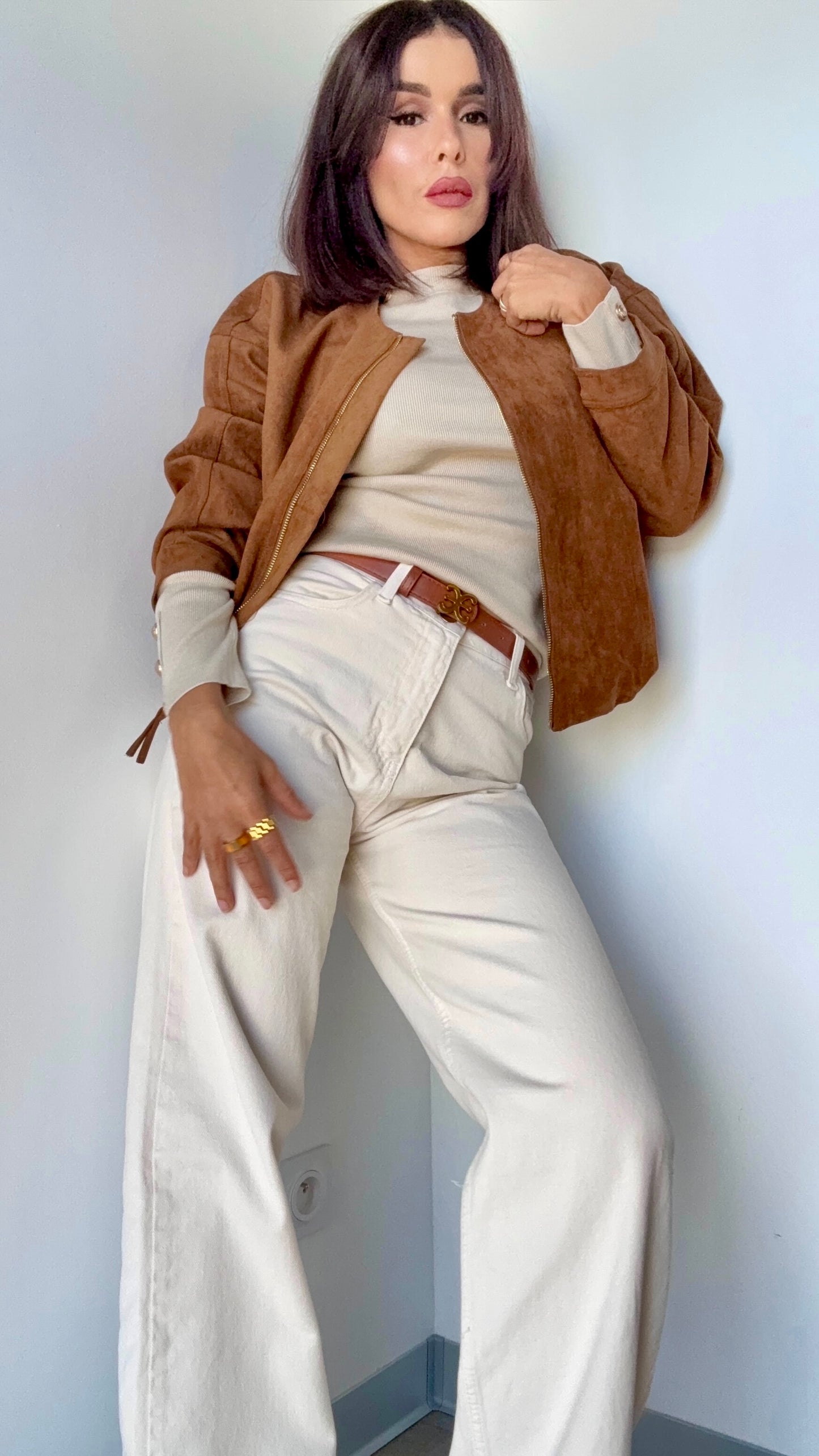 Veste en suédine camel – Style chic et décontracté