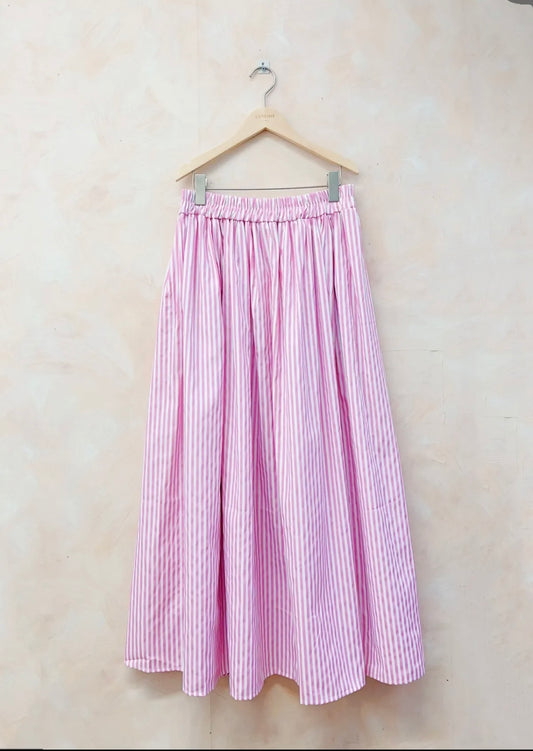 Jupe longue fluide rose avec poche