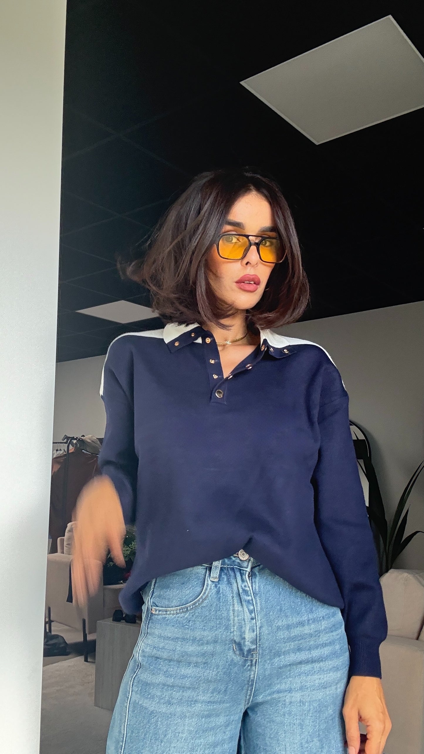 Sweat polo bicolore – Casual chic
